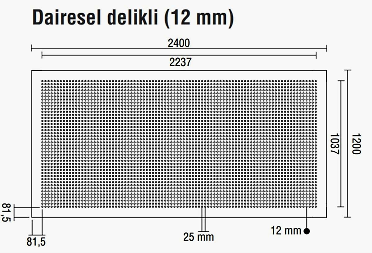 DALSAN AKUSTIK DAIRESEL 1.20X2.40M 12 MM DELIKLI