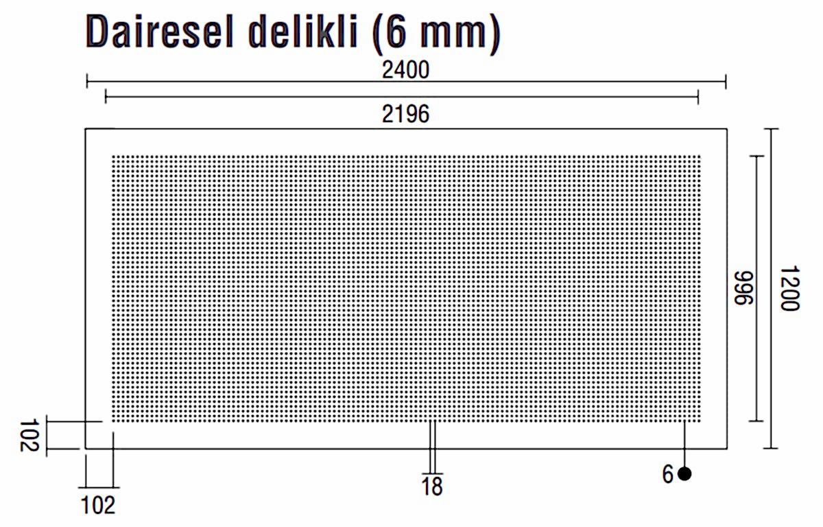 DALSAN AKUSTIK DAIRESEL 1.20X2.40M 6 MM DELIKLI
