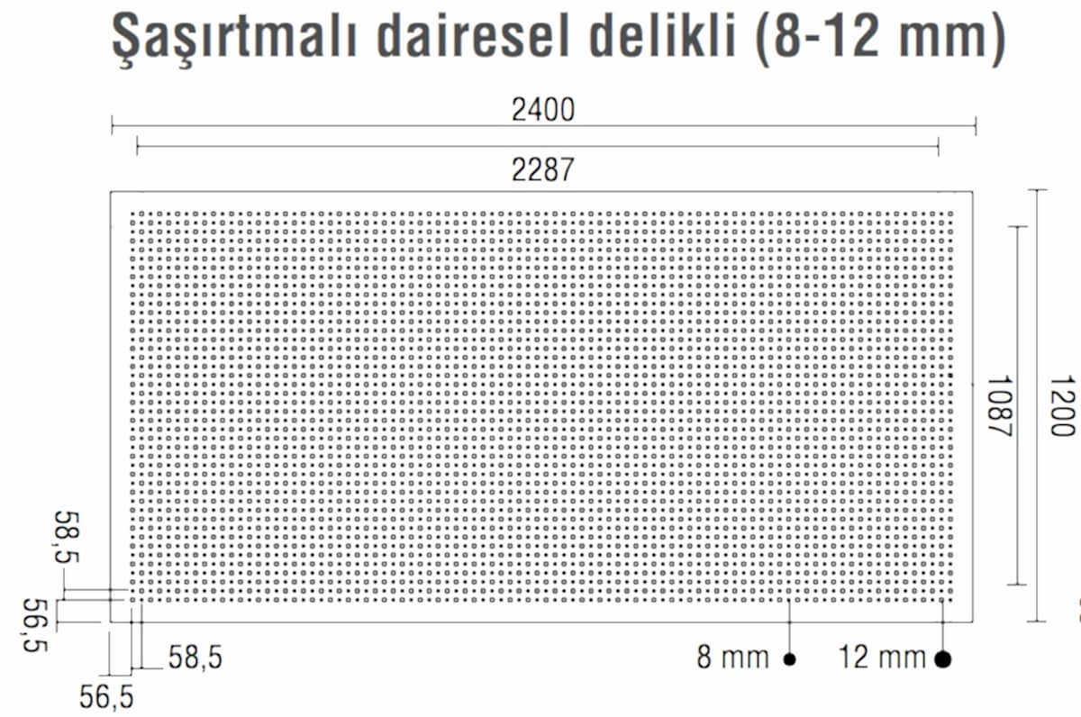 DALSAN AKUSTIK SASIRTMALI DAIRESEL 1.20X2.40M 8-12 MM DELIKLI