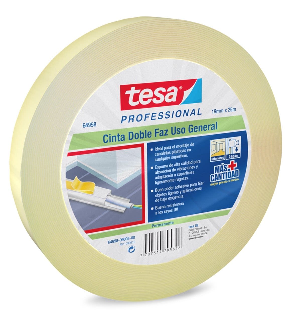 TESA 64958 ÇIFT TARAFLI KÖPÜK BANT 19MMX25M